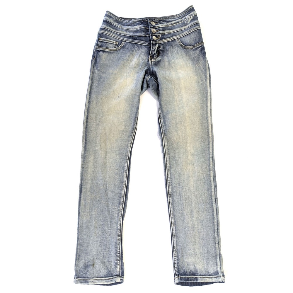 Rue21 Freedom Flex High Waist Skinny Jeans Light Wash Triple Button Size 3/4S